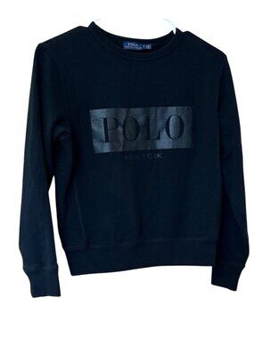 Polo Ralph Lauren Black Crewneck Sweatshirt Long Sleeve Cotton POLO New York